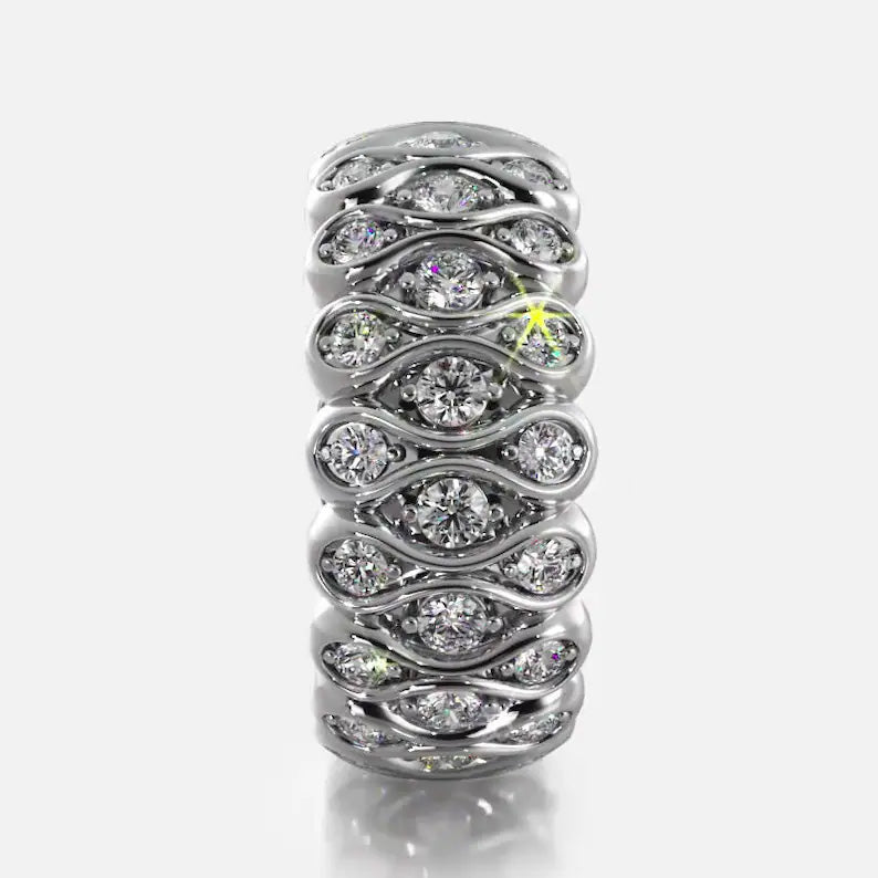 2.1ctw Round Cut Sapphire Eternity Band- JEWELBUYS