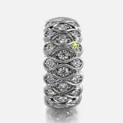 2.1ctw Round Cut Sapphire Eternity Band- JEWELBUYS
