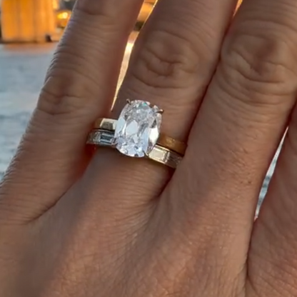 Channel Set Oval Cut White Sapphire Baguette Cut band-JEWELBUYS