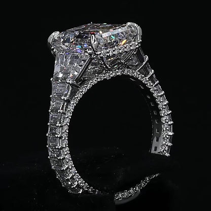 4.0Ctw Emerald-cut Gradient Sapphire Engagement Ring-JEWELBUYS