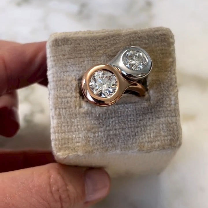 Elegant 2.5ct Round Cut White Sapphire Women's Diamond Ring Mixed in Rose Gold and Silver-JEWELBUYS