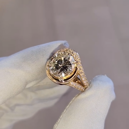 Wearable 4ct Round Cut White Sapphire Pave Forms Women's Engagement Ring in Gold-JEWELBUYS