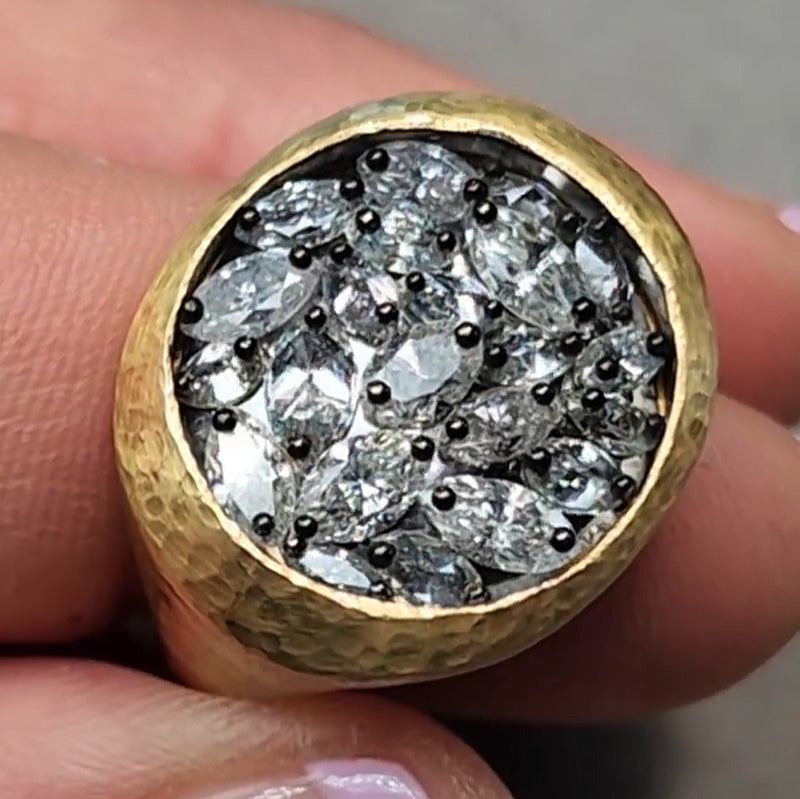 Stunning 2ct Marquise Cut White Sapphire Wide Band Women's Engagement Ring in Gold-JEWELBUYS