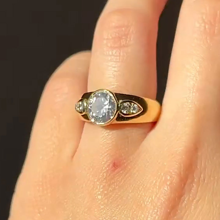 3ct French Vintage Yellow White Sapphire Gold Ring - JEWELBUYS