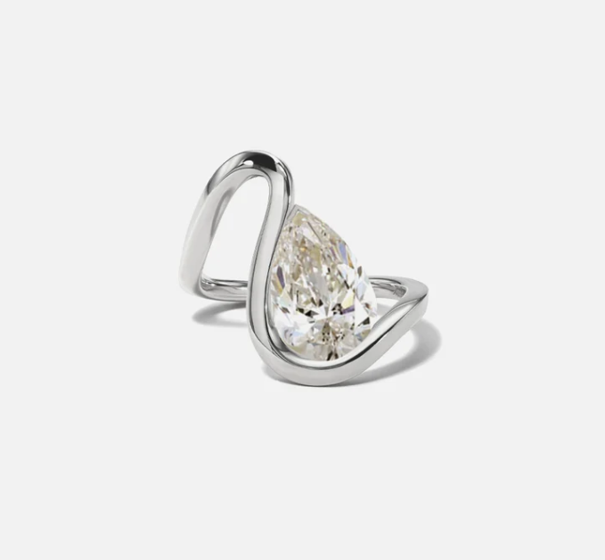 Minimalist 2ct Pear Cut White Sapphire Embrace Engagement Ring-JEWELBUYS