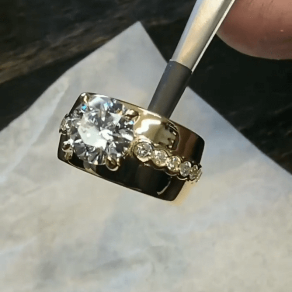 4ct Classic Round Cut White Sapphire Wide Engagement Ring in Gold-JEWELBUYS