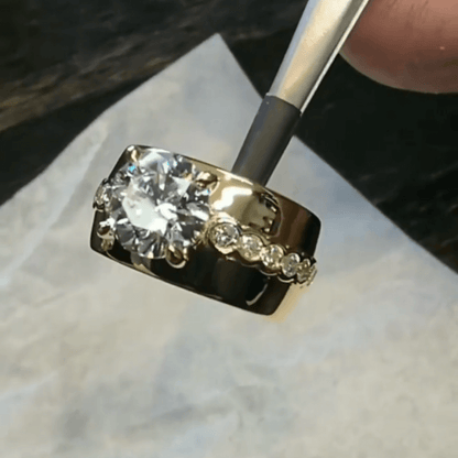 4ct Classic Round Cut White Sapphire Wide Engagement Ring in Gold-JEWELBUYS