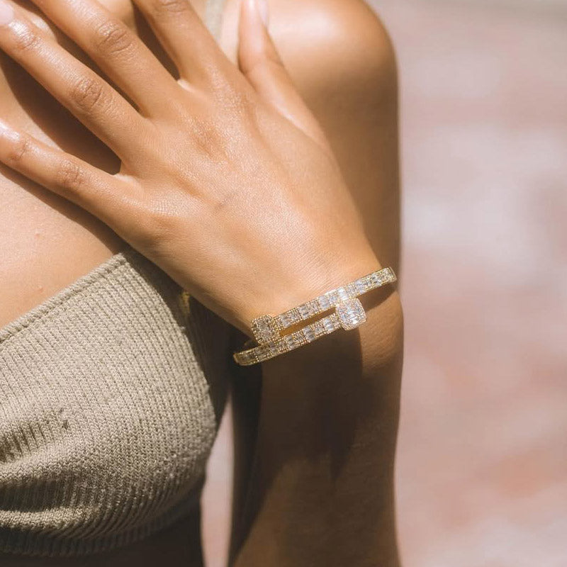 Hip-hop style men's and women's open-ended sapphire bracelet -JEWELBUYS