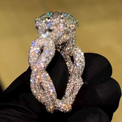 Stunning micro pave patterned twisted diamond ring - JEWELBUYS