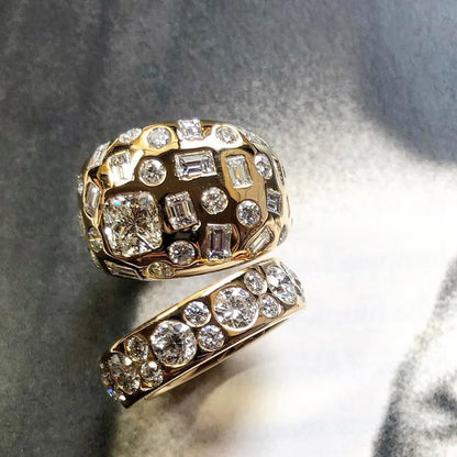 10Ctw Brilliant Fancy Sapphire Dome Stacked Rings-JEWELBUYS