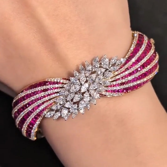 Elegant ruby side ring and bracelet-JEWELBUYS
