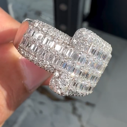 Gorgeous 10 ctw Baguette & Round Cut White Gemstone Pavé Ring for Men and Women -JEWELBUYS