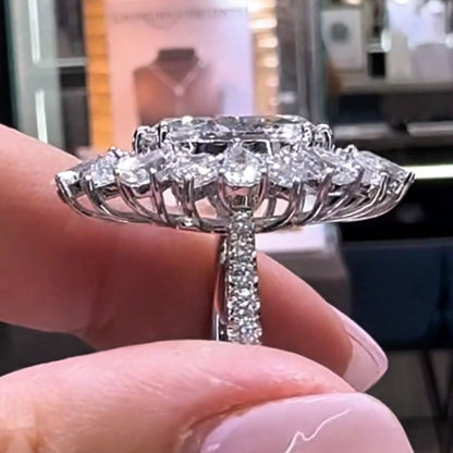 3.65ctw Gorgeous Marquise-Cut White Sapphire Cluster Ring-JEWELBUYS