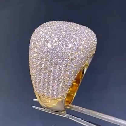 9ctw Pave Round Cut White Sapphire Large Dome Diamond Ring-JEWELBUYS
