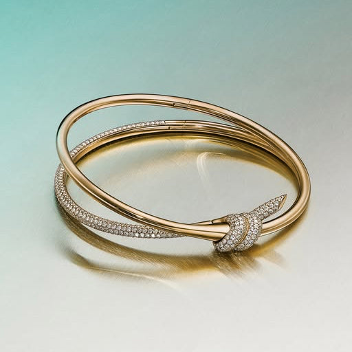 Architectural style sapphire interwoven necklace and bracelet-JEWELBUYS