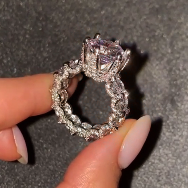 Women Crown 8ctw Round Cut White Sapphire Ring -JEWELBUYS