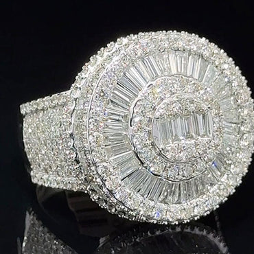 7.2ctw Baguette and Round Cut Diamond Ring - JEWELBUYS