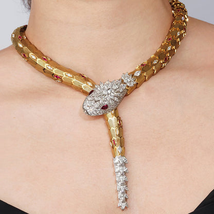 Ruby snake necklace-JEWELBUYS