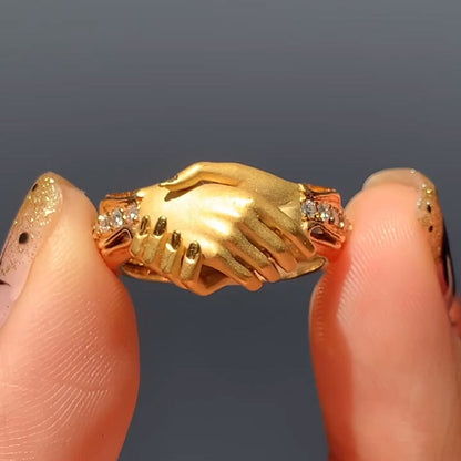 3 ctw Round and Baguette-Cut Sapphire Hand-Shaped Stackable Ring-JEWELBUYS
