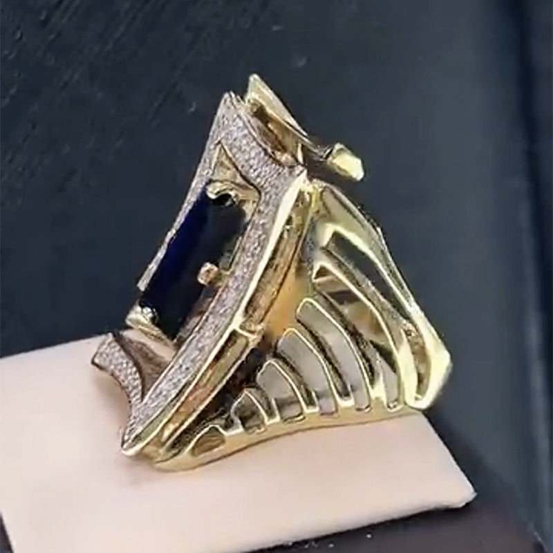 4.13ctw Baguette Blue Sapphire Unique Design Ring- JEWELBUYS