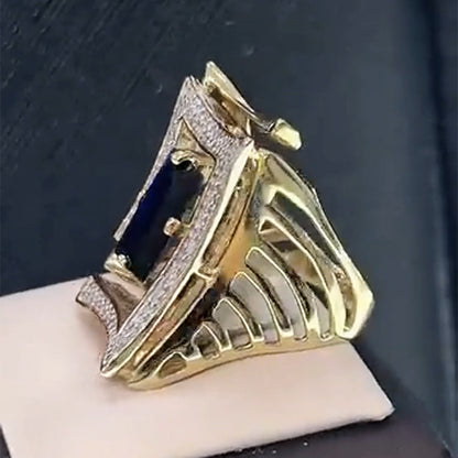 4.13ctw Baguette Blue Sapphire Unique Design Ring- JEWELBUYS