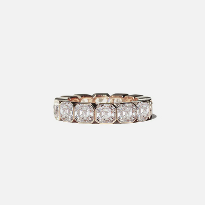 Unisex 6ctw Halo Asscher Cut White Sapphire Wedding Ring-JEWELBUYS