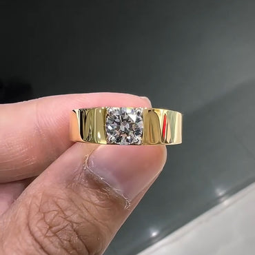 1.04Ct minimalist design round sapphire engagement ring-JEWELBUYS