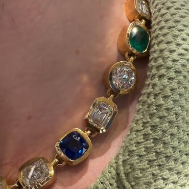 102Ctw Mixed-Cut Multicolor Sapphire Necklace-JEWELBUYS