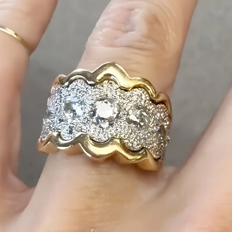 4.0Ctw Exquisite Vintage Wave Lace Sapphire Ring- JEWELBUYS