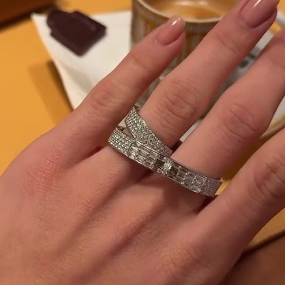 1.57Ctw Rectangular and Round Sapphire Elegant Ring-JEWELBUYS