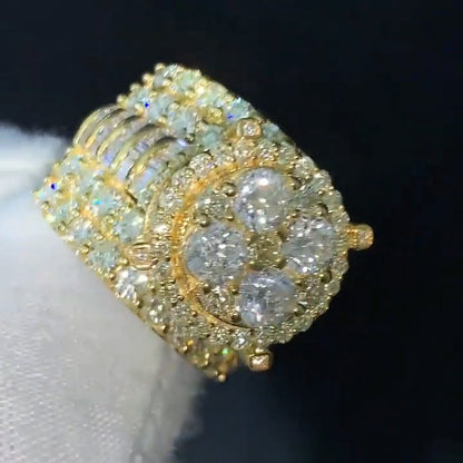 4.2Ctw Round and baguette cut sapphire luxury engagement ring-JEWELBUYS