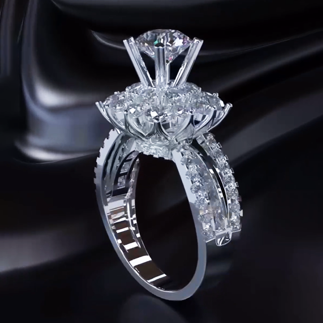 Deluxe 4.0ctw White Sapphire Round Cut Engagement Ring -JEWELBUYS
