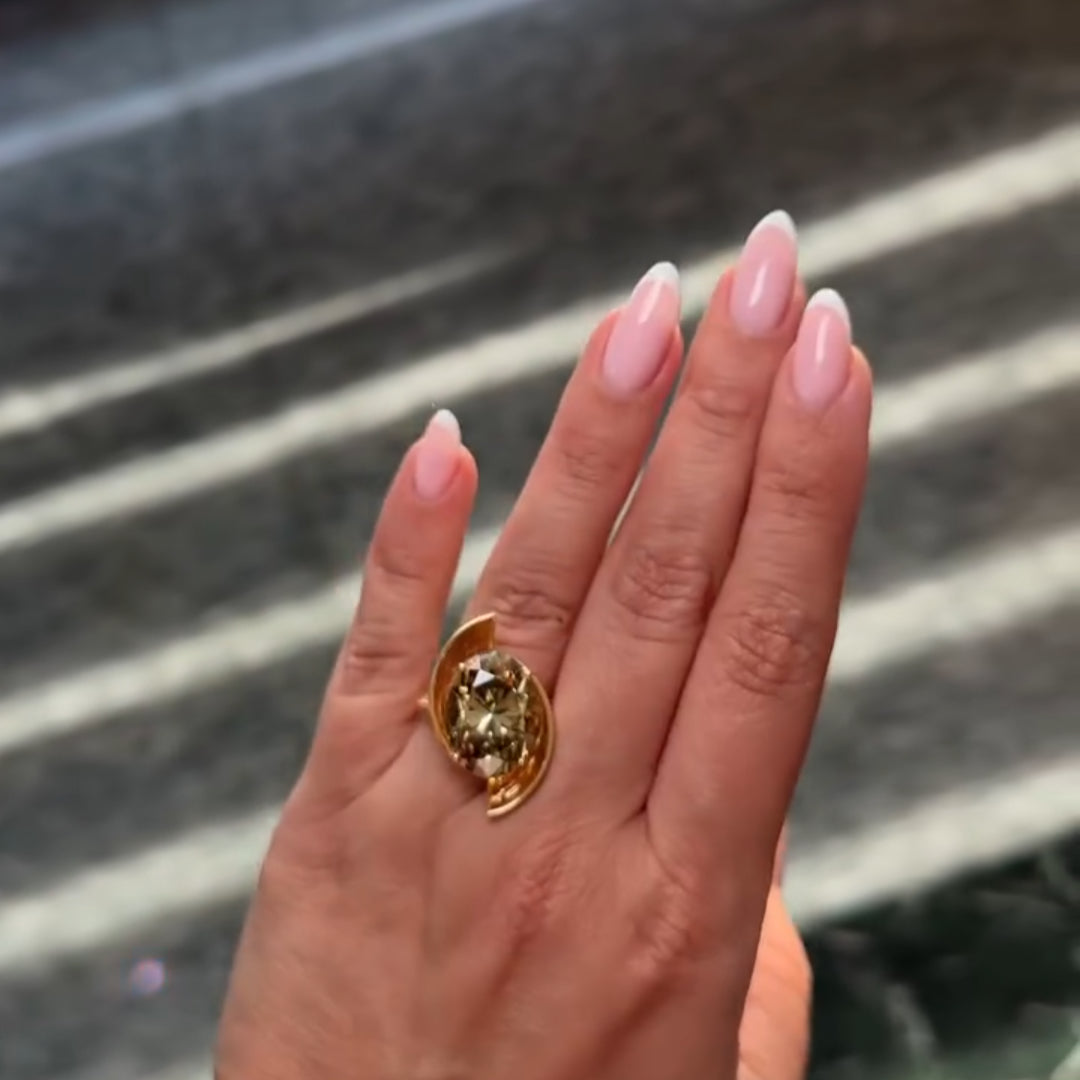 5.0ctw Oval Cut Yellow Sapphire Engagement Ring in Gold-JEWELBUYS