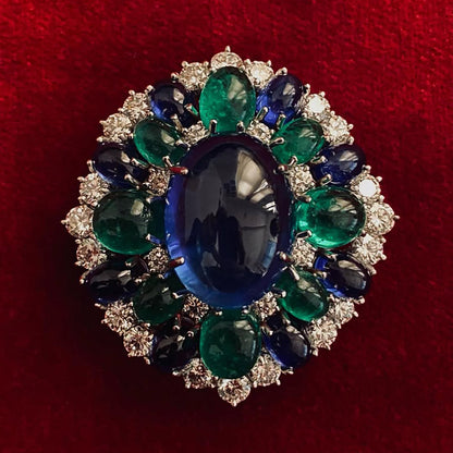 4.8Ctw Cabochon Gemstone Vintage Ring Brooch-JEWELBUYS