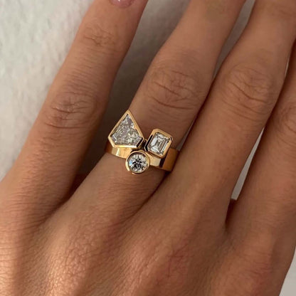 2.3ctw three white sapphire rings with different cuts-JEWELBUYS