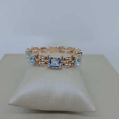 28.3Ctw Emerald-cut Aquamarine Bracelet-JEWELBUYS