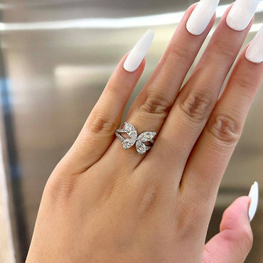 2.0ctw Sterling Silver Promise Butterfly Design Ring - JEWELBUYS