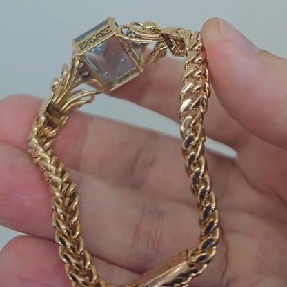 16Ct Emerald-Cut Aquamarine Cute Bracelet-JEWELBUYS