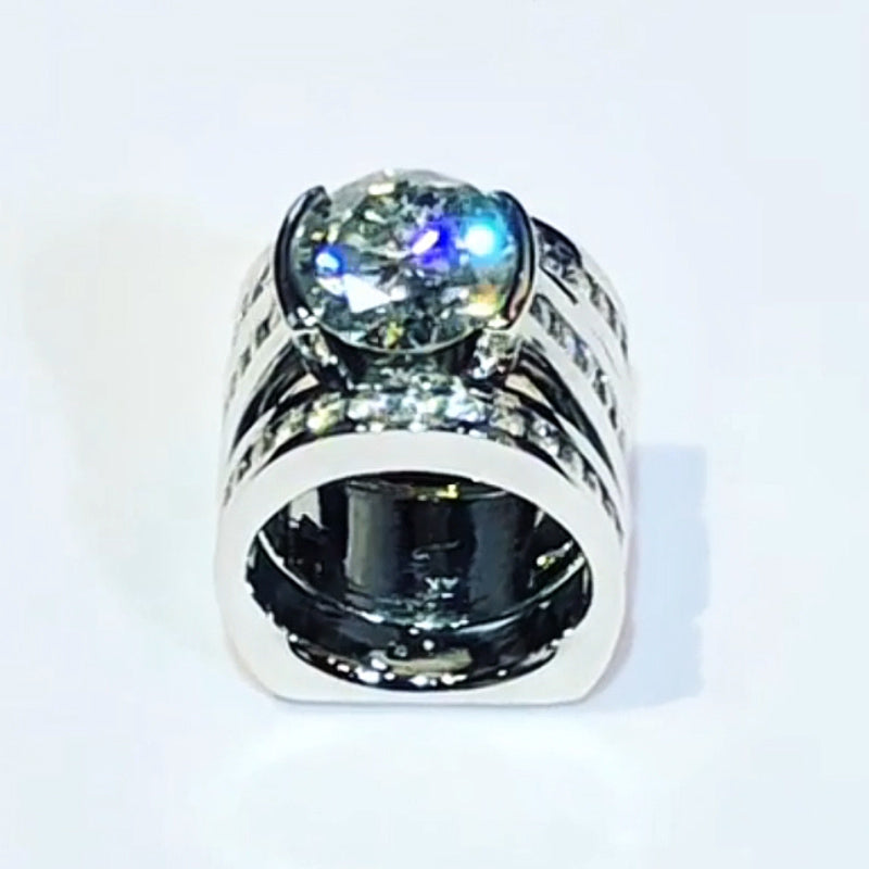 7.0ctw Round Cut White Sapphire Channel Ring-JEWELBUYS