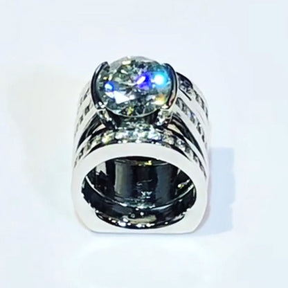 7.0ctw Round Cut White Sapphire Channel Ring-JEWELBUYS