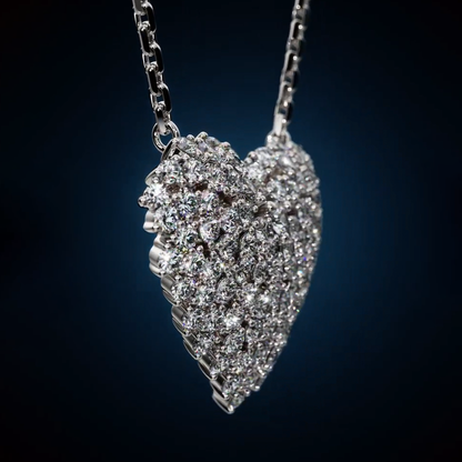 2 ctw Round Cut White Sapphire Full Heart Necklace -JEWELBUYS