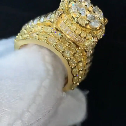 4.2Ctw Round and baguette cut sapphire luxury engagement ring-JEWELBUYS