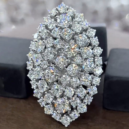 5.0ctw Cluster Cocktail Party White Sapphire Ring -JEWELBUYS
