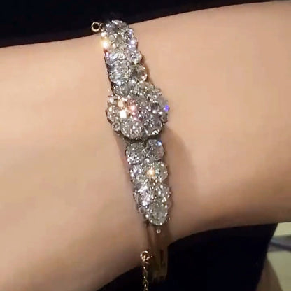 6.5Ctw Round White Sapphire Cluster Vintage Bracelet-JEWELBUYS