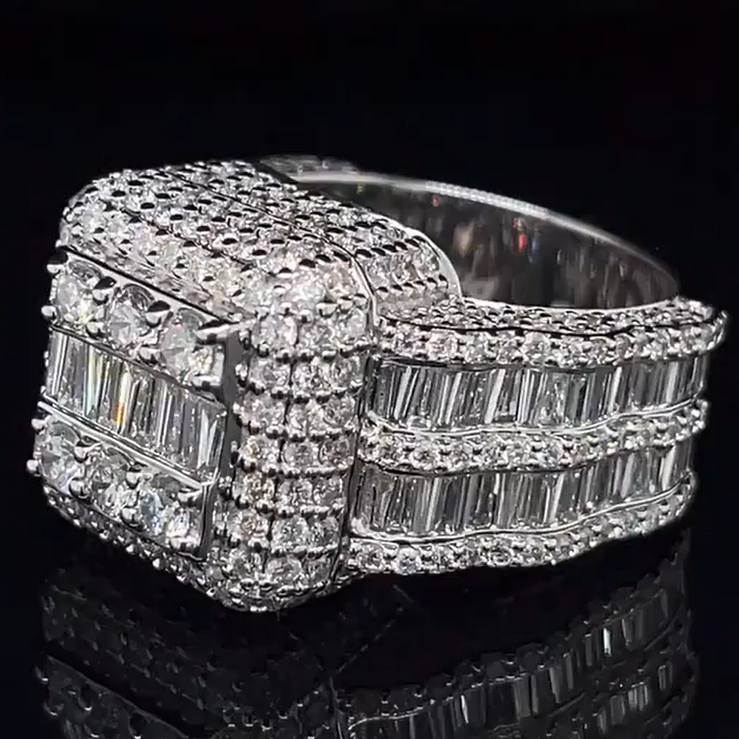 6 Carat Trapezoidal Round Cut White Sapphire Luxury Stone Cocktail Ring - JEWELBUYS