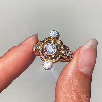 2 ctw Round Cut White Sapphire Vintage Cross Ring - JEWELBUYS