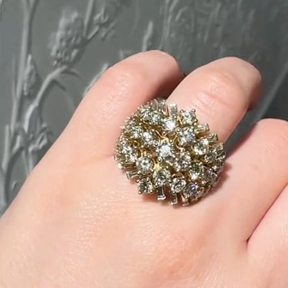 3.65ctw Round and Baguette Cut Exquisite Five Row Gemstone Ring-JEWELBUYS