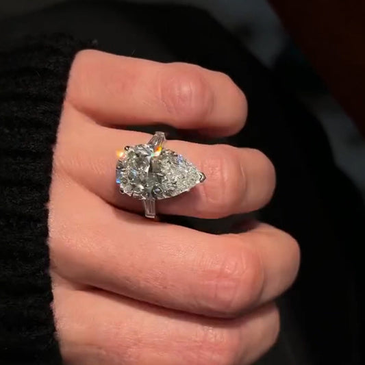 Classic large carat pear-shaped sapphire engagement ring-JEWELBUYS