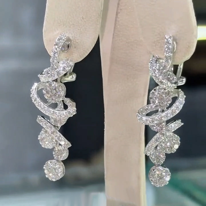 2.0ctw Exquisite Spiral Sapphire Dangle Earrings And Ring-JEWELBUYS