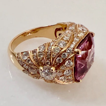 5.7Ctw cushion-cut elegant curve pink morganite ring-JEWELBUYS